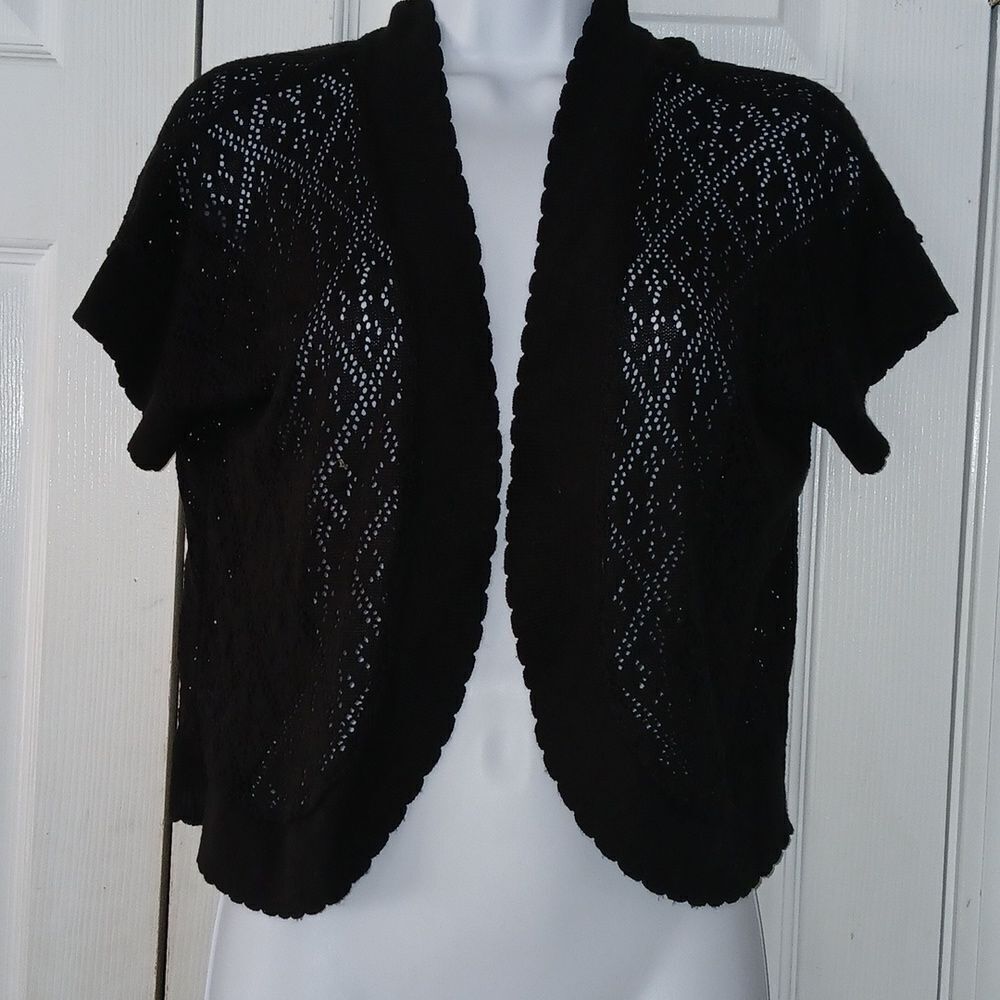 NY Collection cropped shrug  black open front cardigan Sz XL NWOT